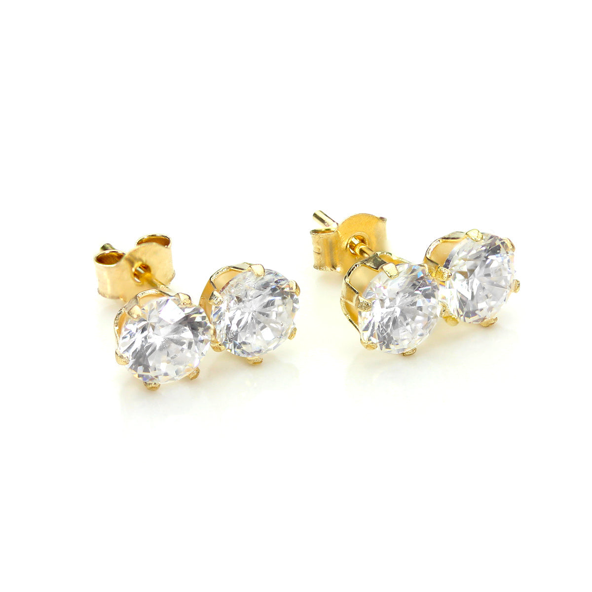 Boucles d'oreilles doubles à clous en or jaune 9 carats et cristal
