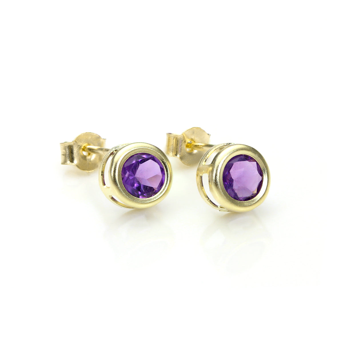 Boucles d'oreilles à tige en or jaune 9 carats avec pierres précieuses et cristaux de 5 mm
