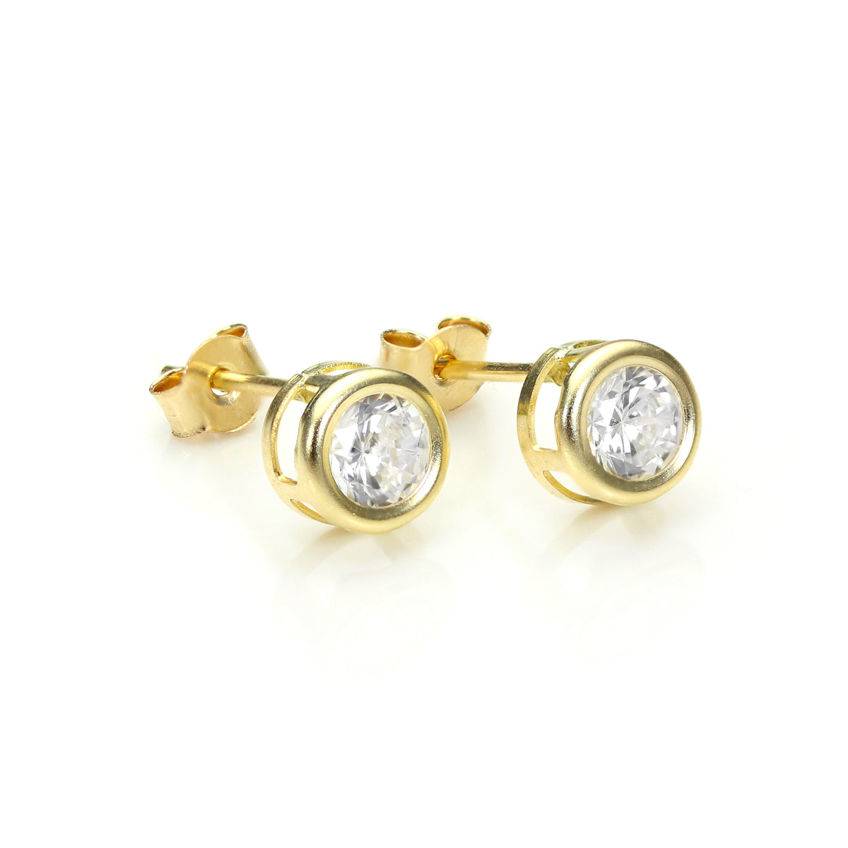 Boucles d'oreilles à tige en or jaune 9 carats avec pierres précieuses et cristaux de 5 mm