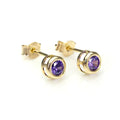 Boucles d'oreilles à tige en or jaune 9 carats avec pierres précieuses et cristaux de 4 mm