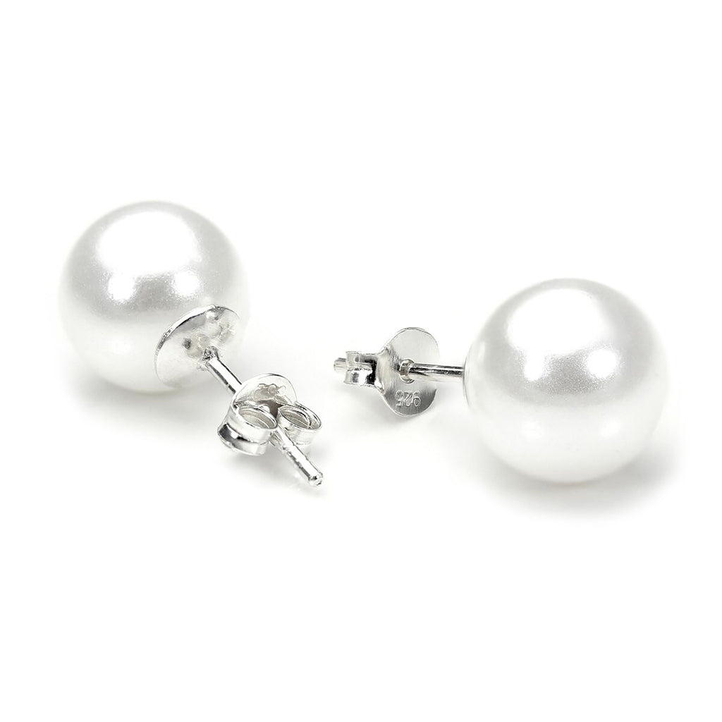 Boucles d'oreilles à tige rondes en argent sterling et perles