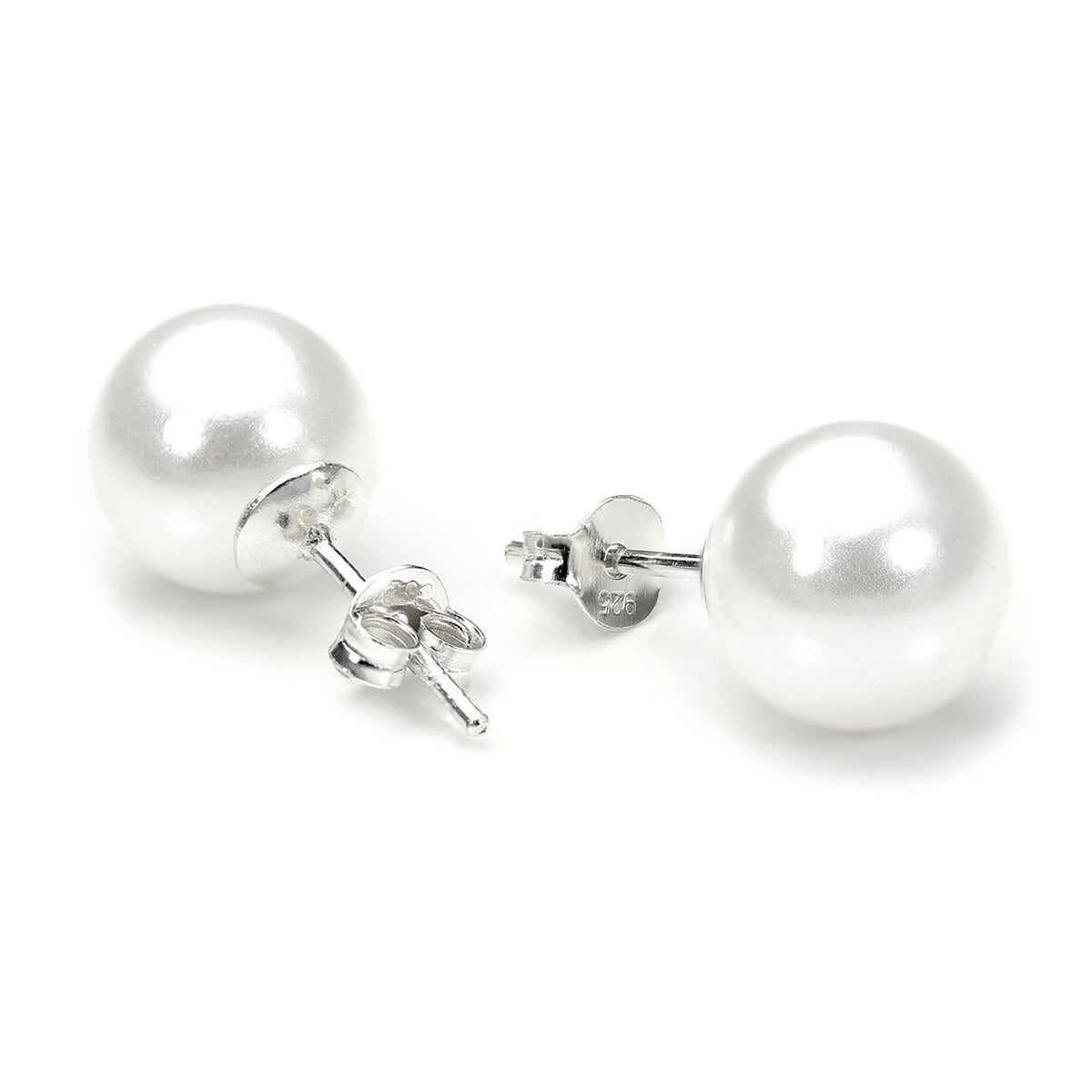 Boucles d'oreilles à tige rondes en argent sterling et perles