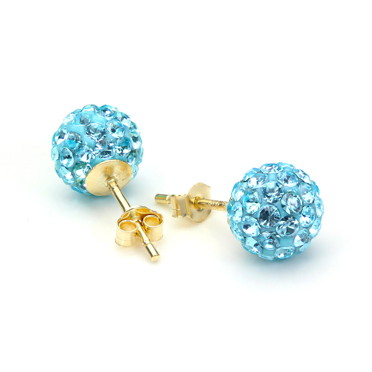 Boucles d'oreilles à tige en or jaune 9 carats avec cristaux pavés de 7 mm