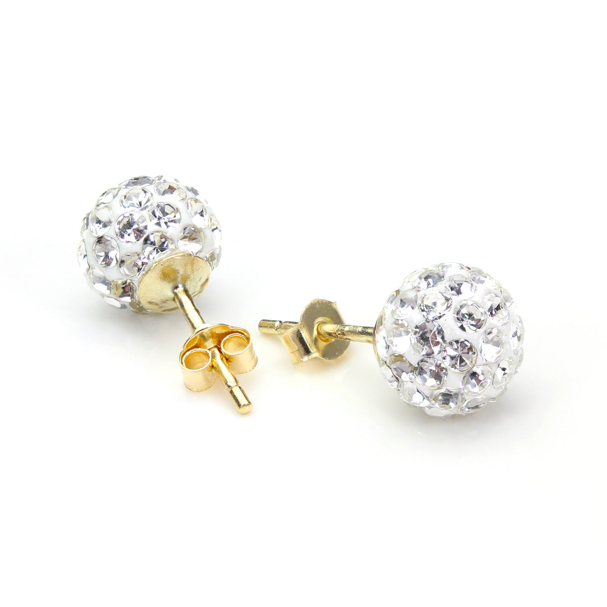Boucles d'oreilles à tige en or jaune 9 carats avec cristaux pavés de 7 mm