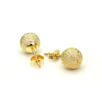 Boucles d'oreilles à tige en or jaune 9 carats avec boule givrée