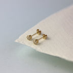 Boucles d'oreilles rondes en or 9 carats avec cristal de 3 mm