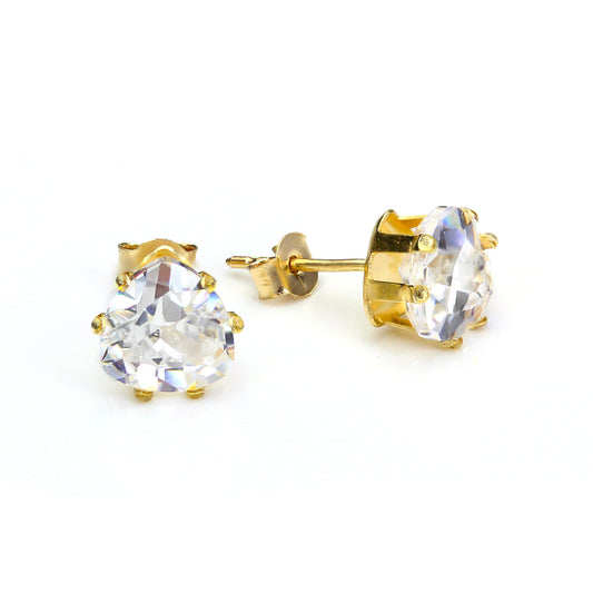 Boucles d'oreilles à tige en or jaune 9 carats avec cristaux de 6 mm