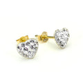 Boucles d'oreilles à tige en or jaune 9 carats avec cristaux transparents en forme de cœur