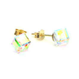 Boucles d'oreilles à tige en or jaune 9 carats avec motif aurore boréale