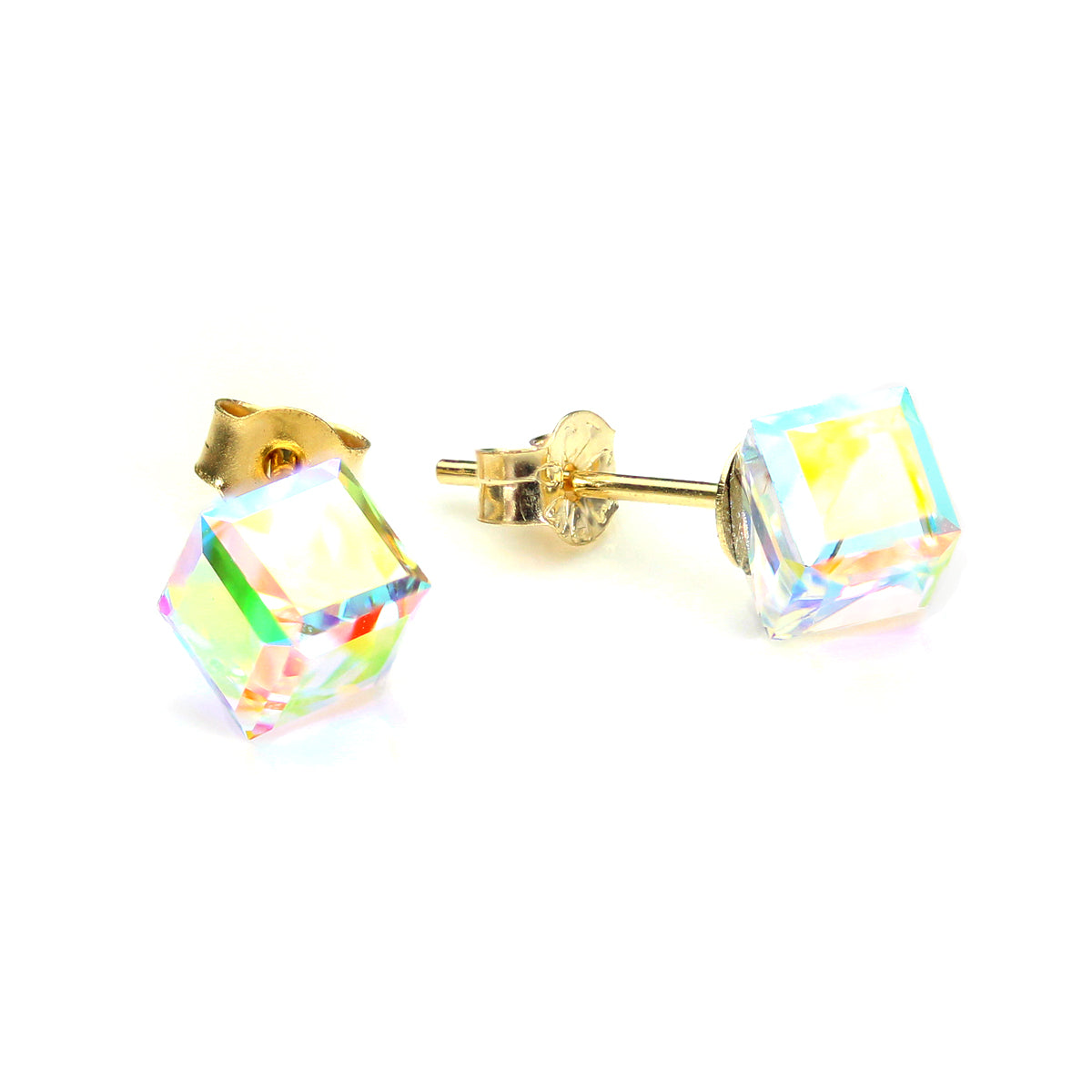 Boucles d'oreilles à tige en or jaune 9 carats avec motif aurore boréale