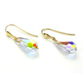 Boucles d'oreilles pendantes en or jaune 9 carats avec cristaux Aurora Borealis