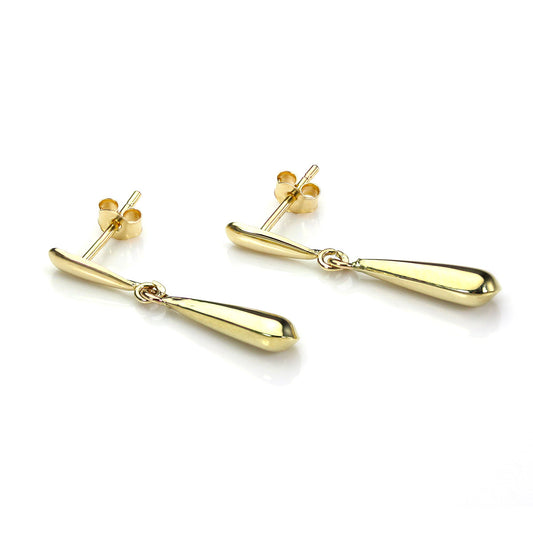Boucles d'oreilles à tige en or jaune 9 carats en forme de larme creuse