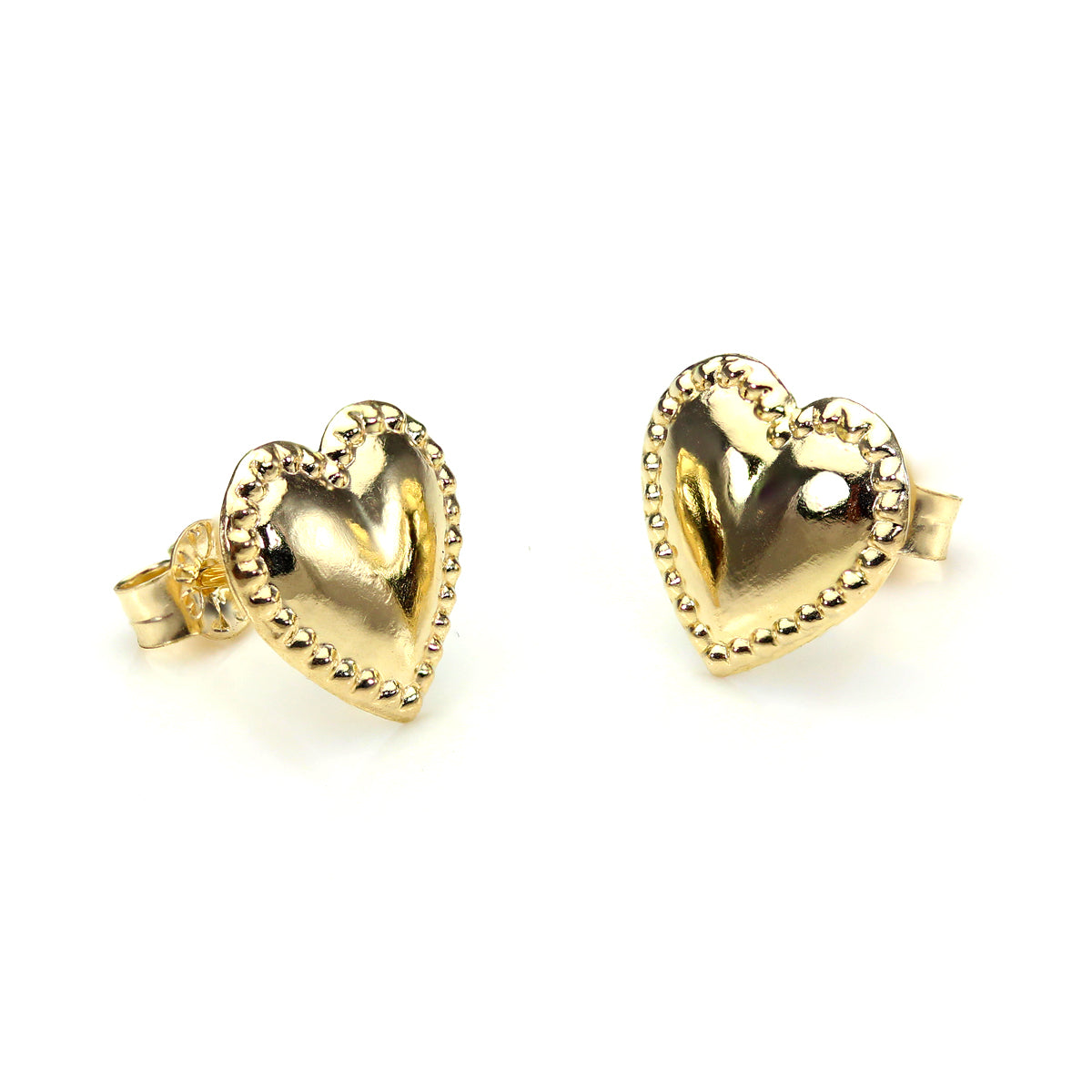 Boucles d'oreilles à tige en forme de cœur avec perles en or jaune 9 carats