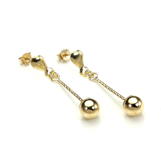 Boucles d'oreilles pendantes en or jaune 9 carats de 5 mm