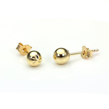 Boucles d'oreilles à tige en or jaune 9 carats avec boules taillées en diamant