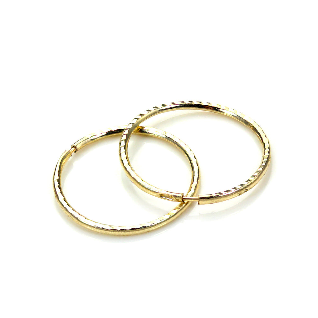Boucles d'oreilles créoles en or jaune 9 carats avec diamants de 13 mm
