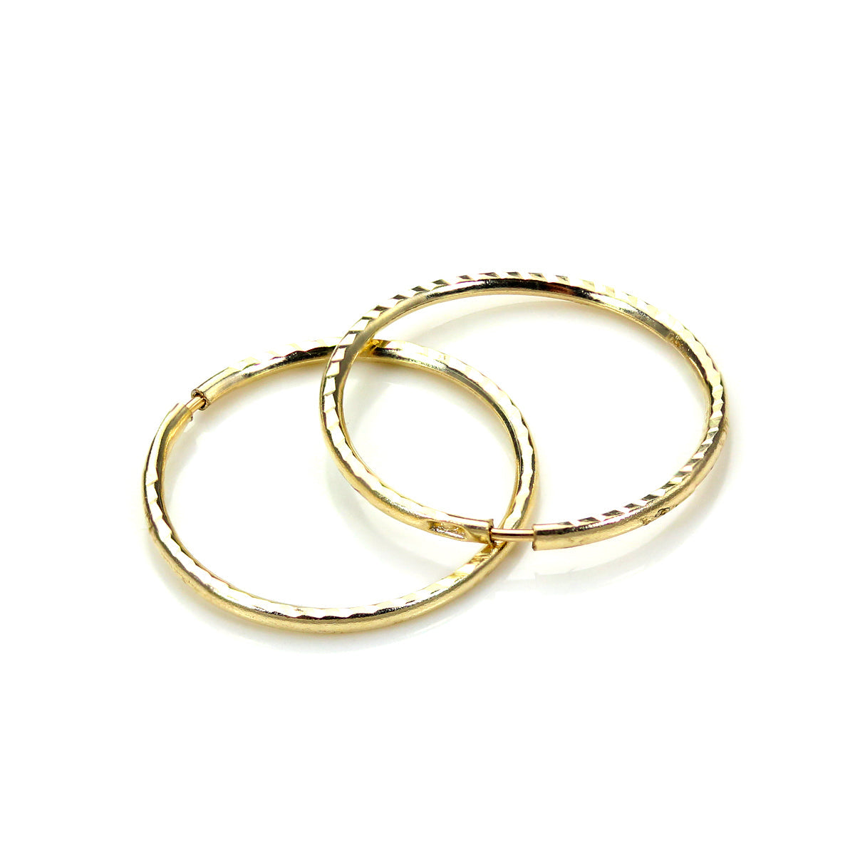 Boucles d'oreilles créoles en or jaune 9 carats avec diamants de 13 mm