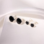 Boucles d'oreilles à tige en argent sterling et onyx