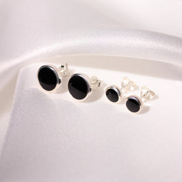 Boucles d'oreilles à tige en argent sterling et onyx
