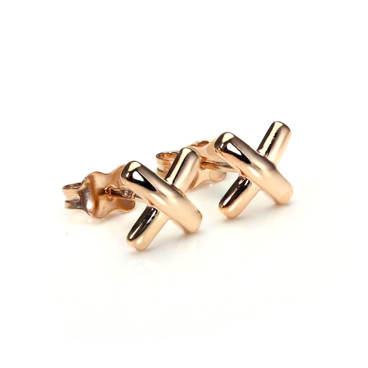 Boucles d'oreilles à tige en or rose 9 carats avec motif « baiser surélevé »