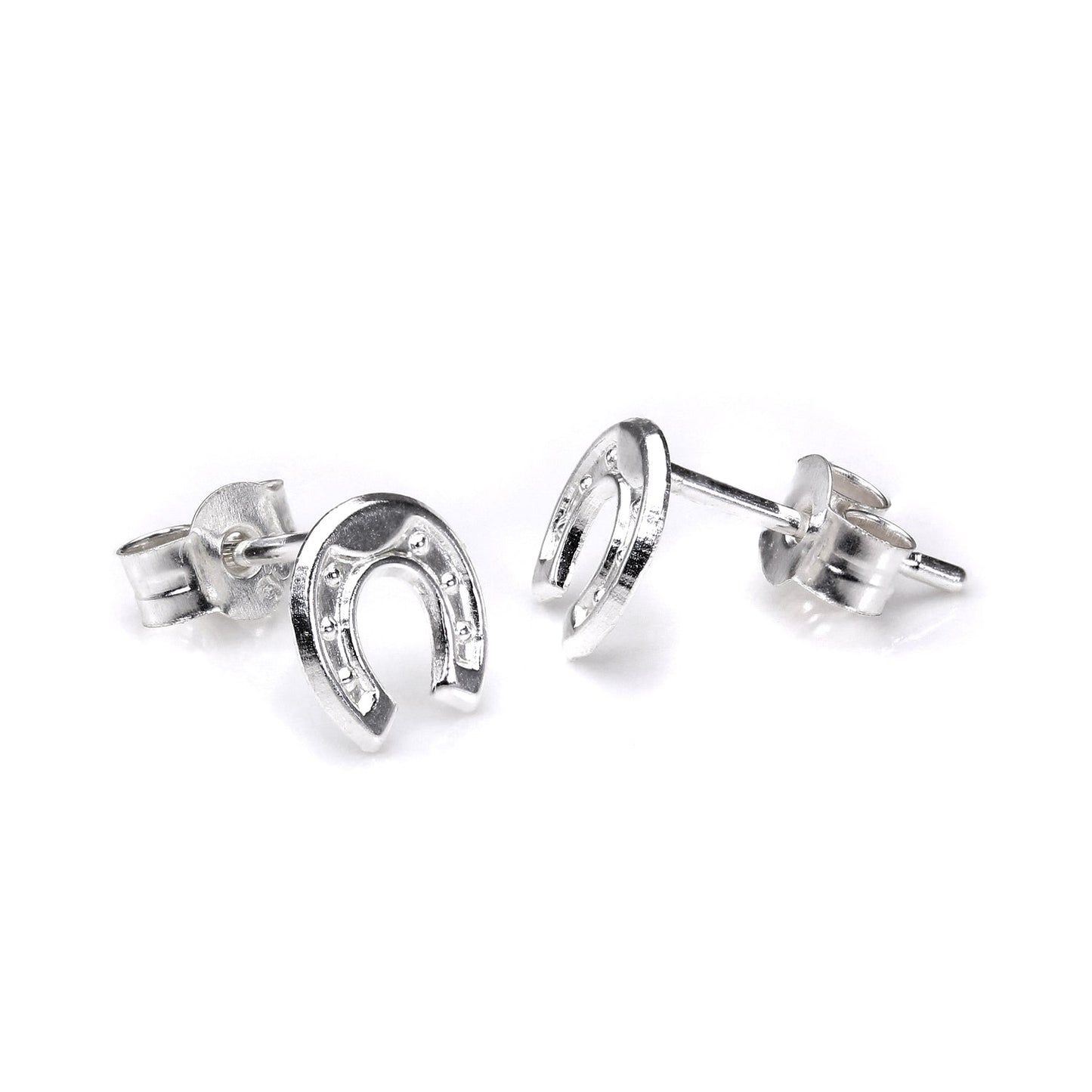 Boucles d'oreilles à tige en argent sterling en forme de petit fer à cheval
