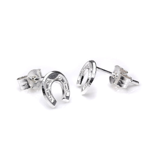 Boucles d'oreilles à tige en argent sterling en forme de petit fer à cheval