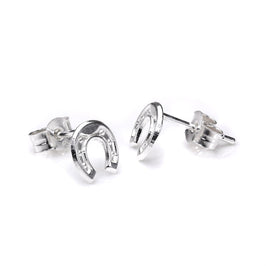 Boucles d'oreilles à tige en argent sterling en forme de petit fer à cheval