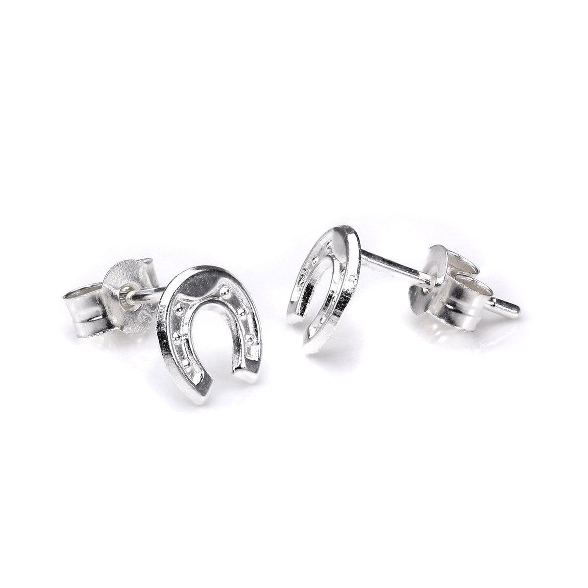 Boucles d'oreilles à tige en argent sterling en forme de petit fer à cheval