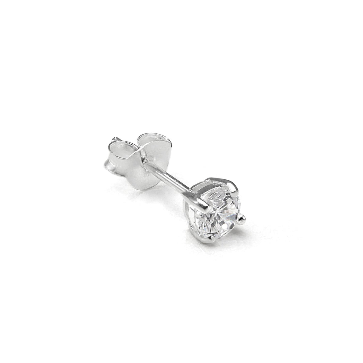 Clou d'oreille simple en argent sterling avec zircone cubique rond pour homme (4 à 10 mm)
