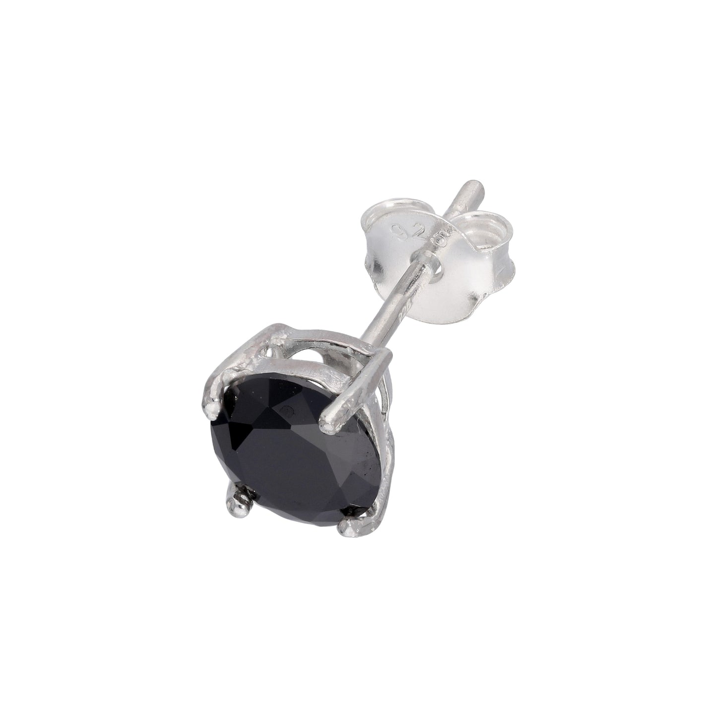 Clou d'oreille simple en argent sterling avec zircone cubique rond pour homme (4 à 10 mm)