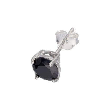 Clou d'oreille simple en argent sterling avec zircone cubique rond pour homme (4 à 10 mm)