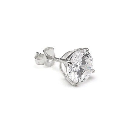 Clou d'oreille simple en argent sterling avec zircone cubique rond pour homme (4 à 10 mm)