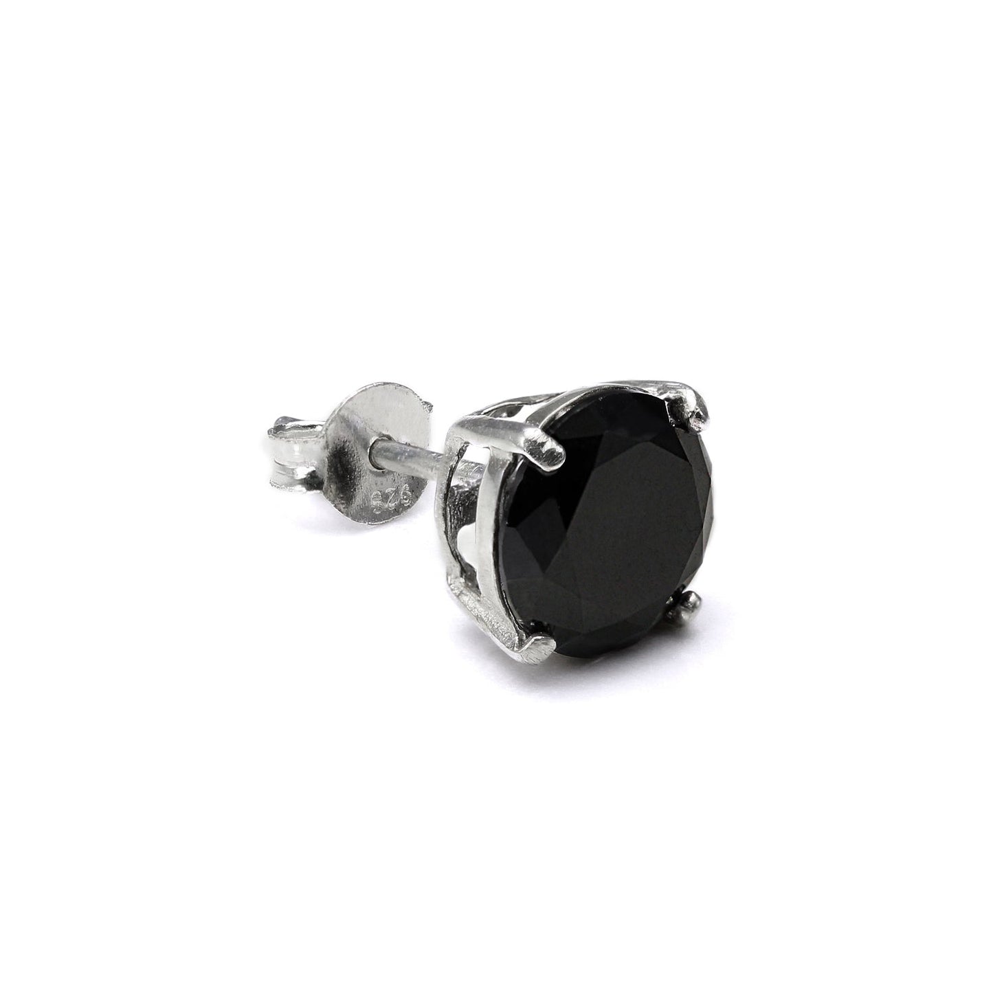 Clou d'oreille simple en argent sterling avec zircone cubique rond pour homme (4 à 10 mm)