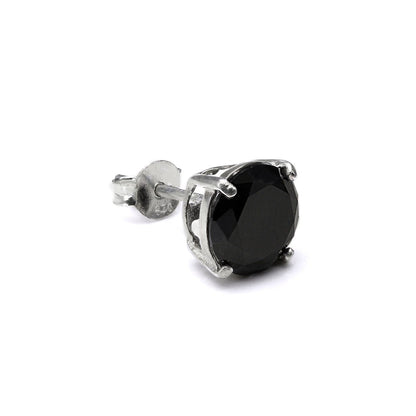 Clou d'oreille simple en argent sterling avec zircone cubique rond pour homme (4 à 10 mm)