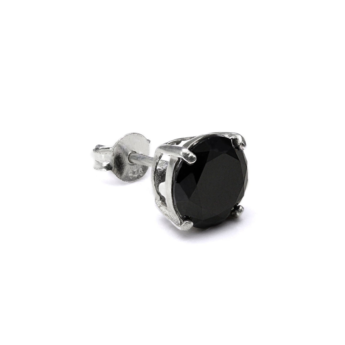Clou d'oreille simple en argent sterling avec zircone cubique rond pour homme (4 à 10 mm)
