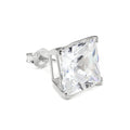 Clou d'oreille simple en argent sterling avec cristaux CZ carrés pour homme - 4-10 mm