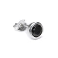 Clous d'oreilles pour homme en argent sterling avec zircone cubique noire ronde de 7 mm