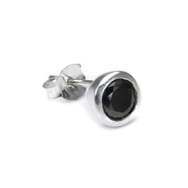 Clous d'oreilles pour homme en argent sterling avec zircone cubique noire ronde de 7 mm
