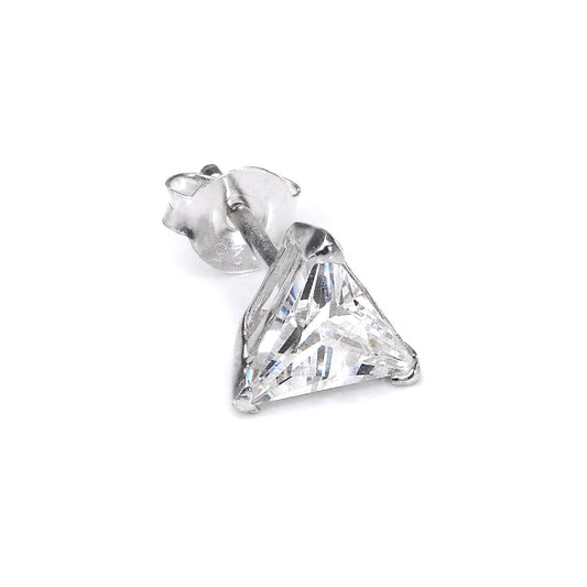 Boucles d'oreilles pour homme en argent sterling, triangulaires et transparentes, avec cristaux CZ de 8 mm