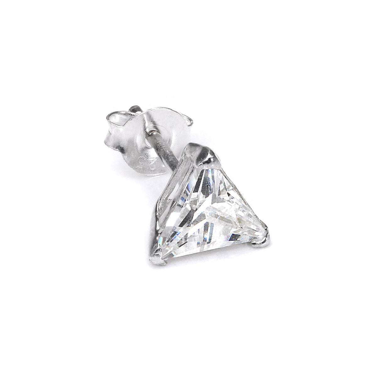Boucles d'oreilles pour homme en argent sterling, triangulaires et transparentes, avec cristaux CZ de 8 mm