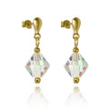 Boucles d'oreilles pendantes en or 9 carats et cristal Aurora Borealis