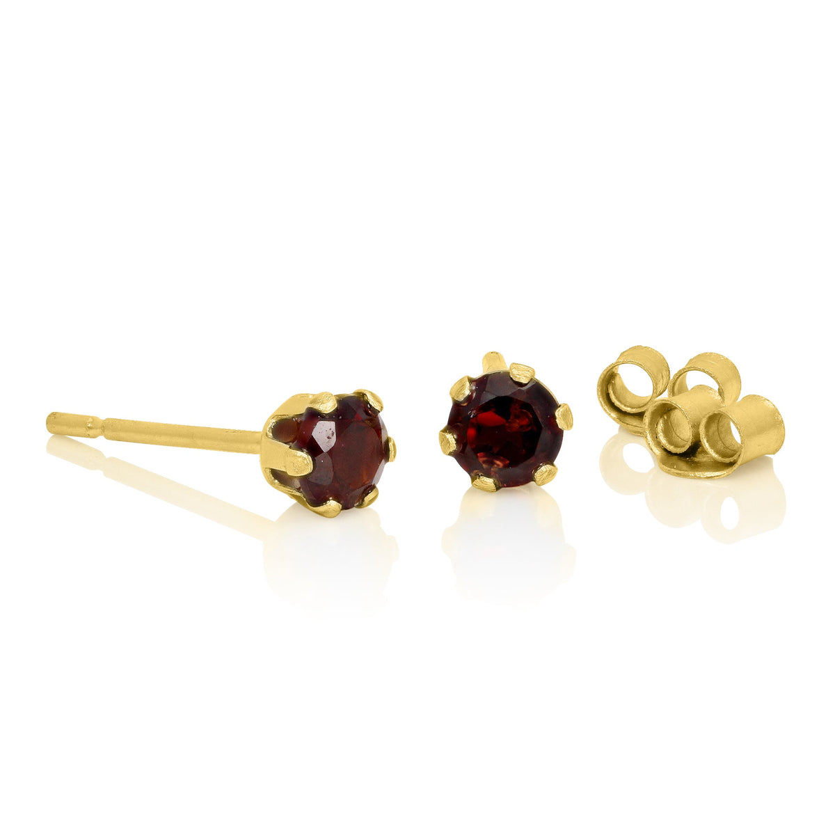 Boucles d'oreilles à tige en or 9 carats et pierres précieuses rondes de 3 mm
