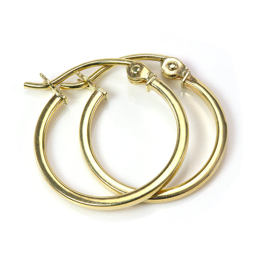 Boucles d'oreilles créoles dormeuses en or 9 carats de 14 mm