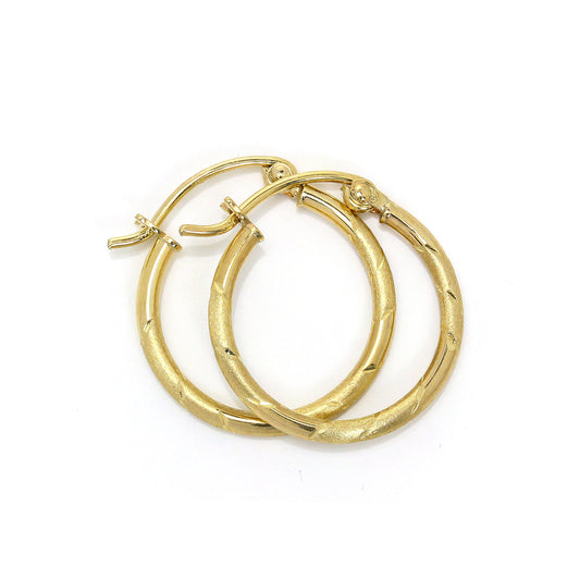 Boucles d'oreilles créoles dormeuses à motifs en or 9 carats de 15 mm
