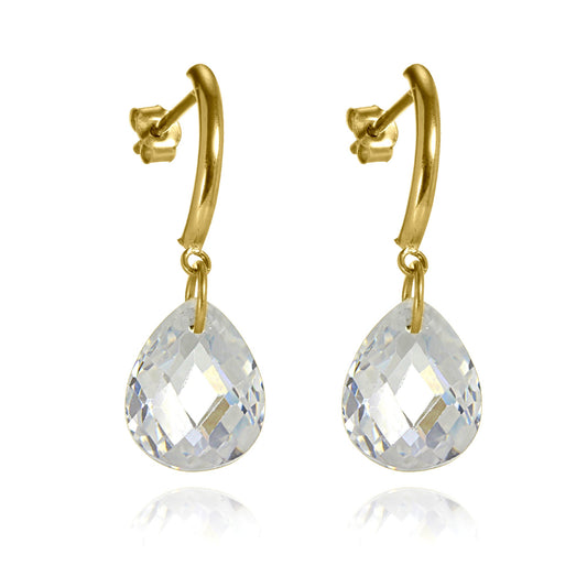 Boucles d'oreilles pendantes en or 9 carats et cristaux CZ à facettes