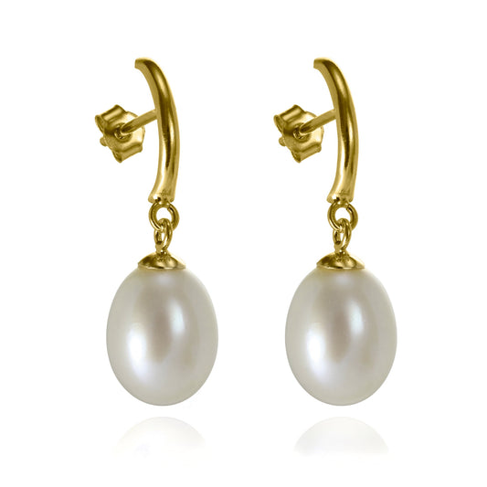 Boucles d'oreilles pendantes en or 9 carats et perles d'eau douce