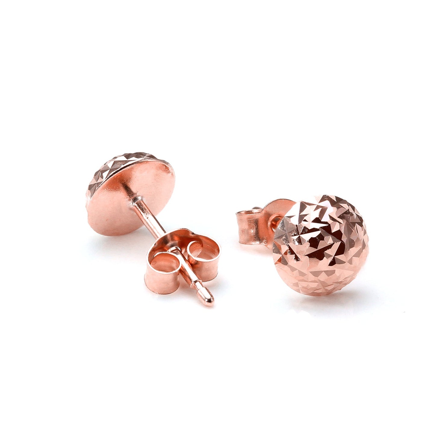 Boucles d'oreilles à tige rondes à facettes en or 9 carats de 6 mm - Rose jaune et blanche