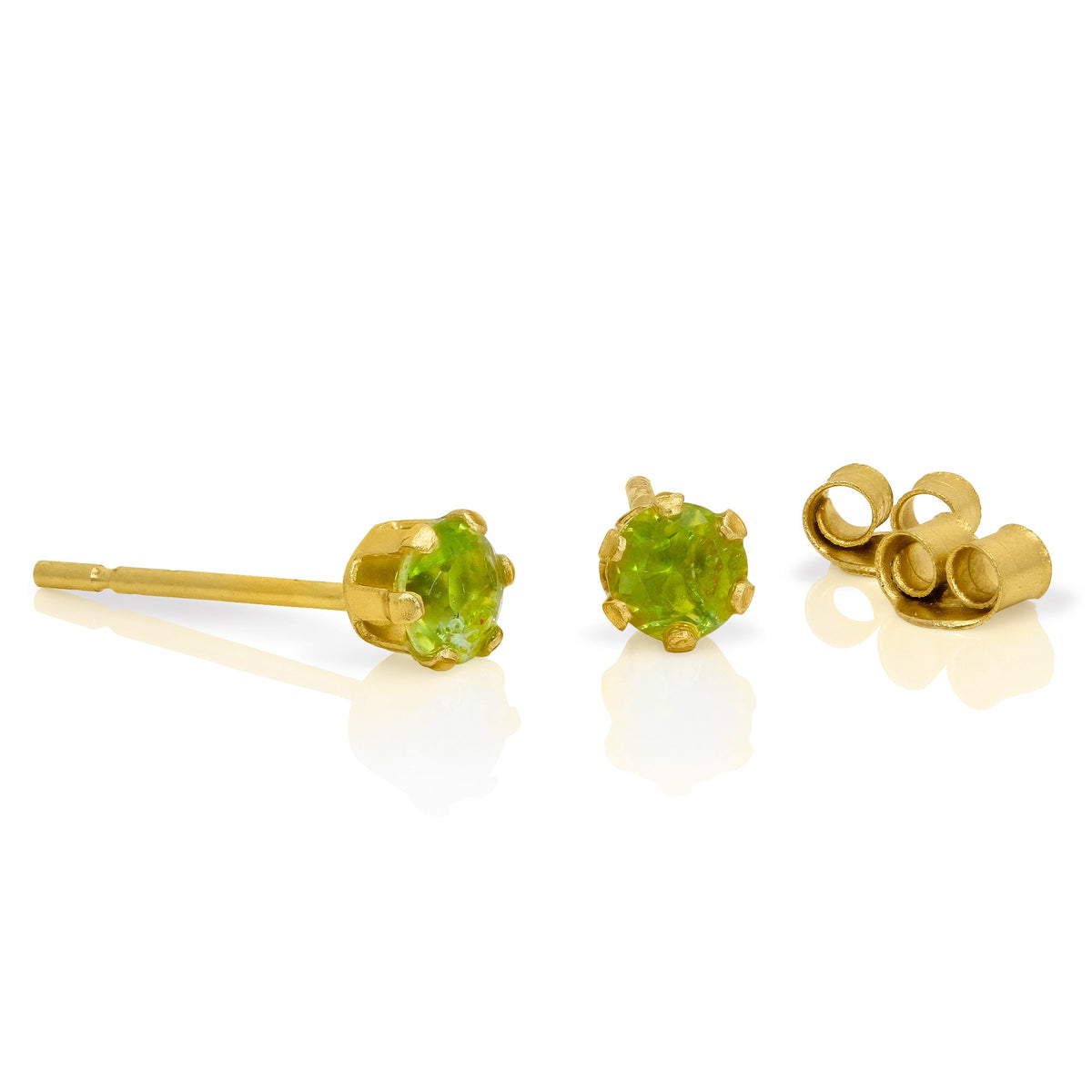 Boucles d'oreilles à tige en or 9 carats et pierres précieuses rondes de 3 mm
