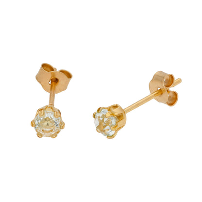 Boucles d'oreilles à tige en or 9 carats et pierres précieuses rondes de 3 mm