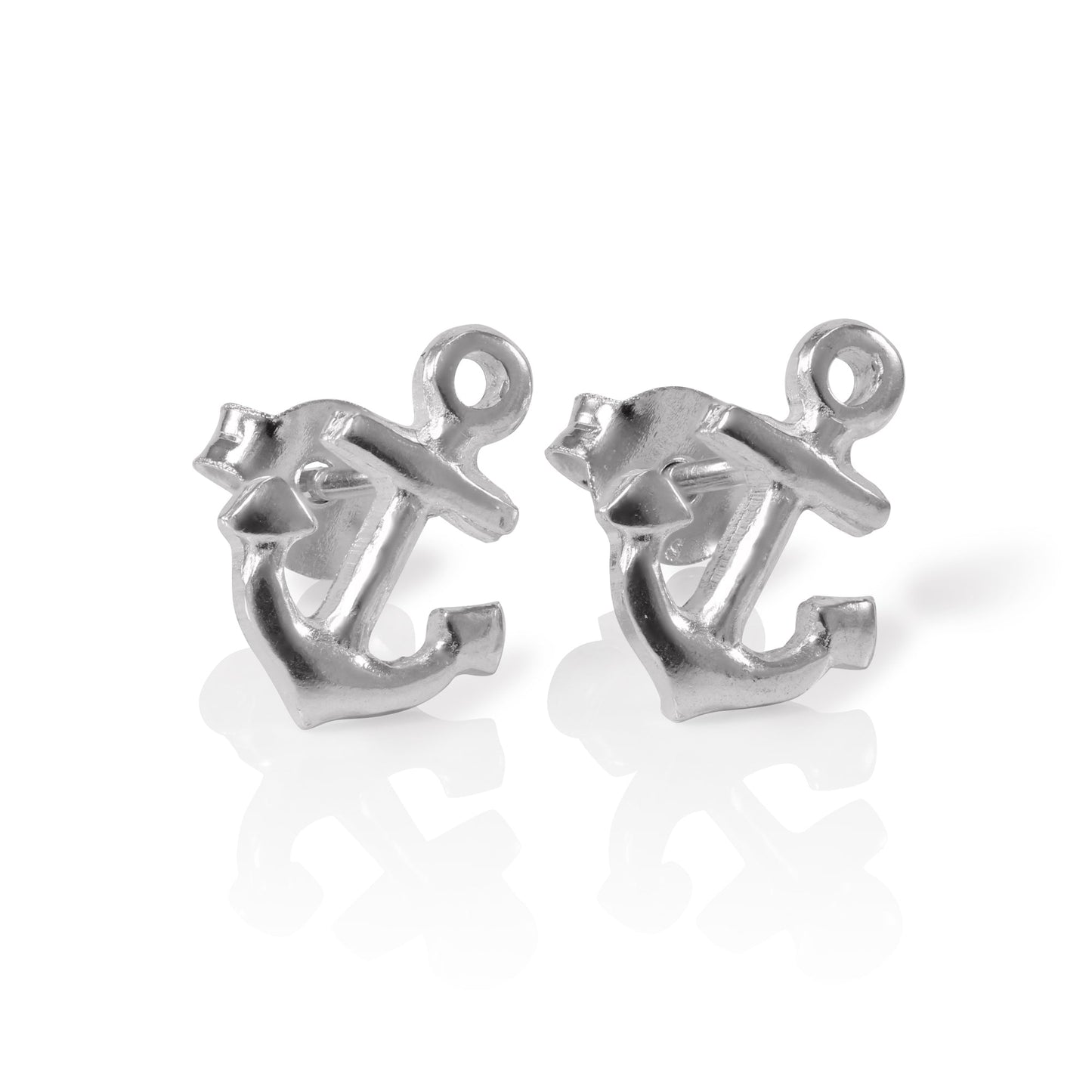 Boucles d'oreilles à tige en argent sterling avec ancre navale